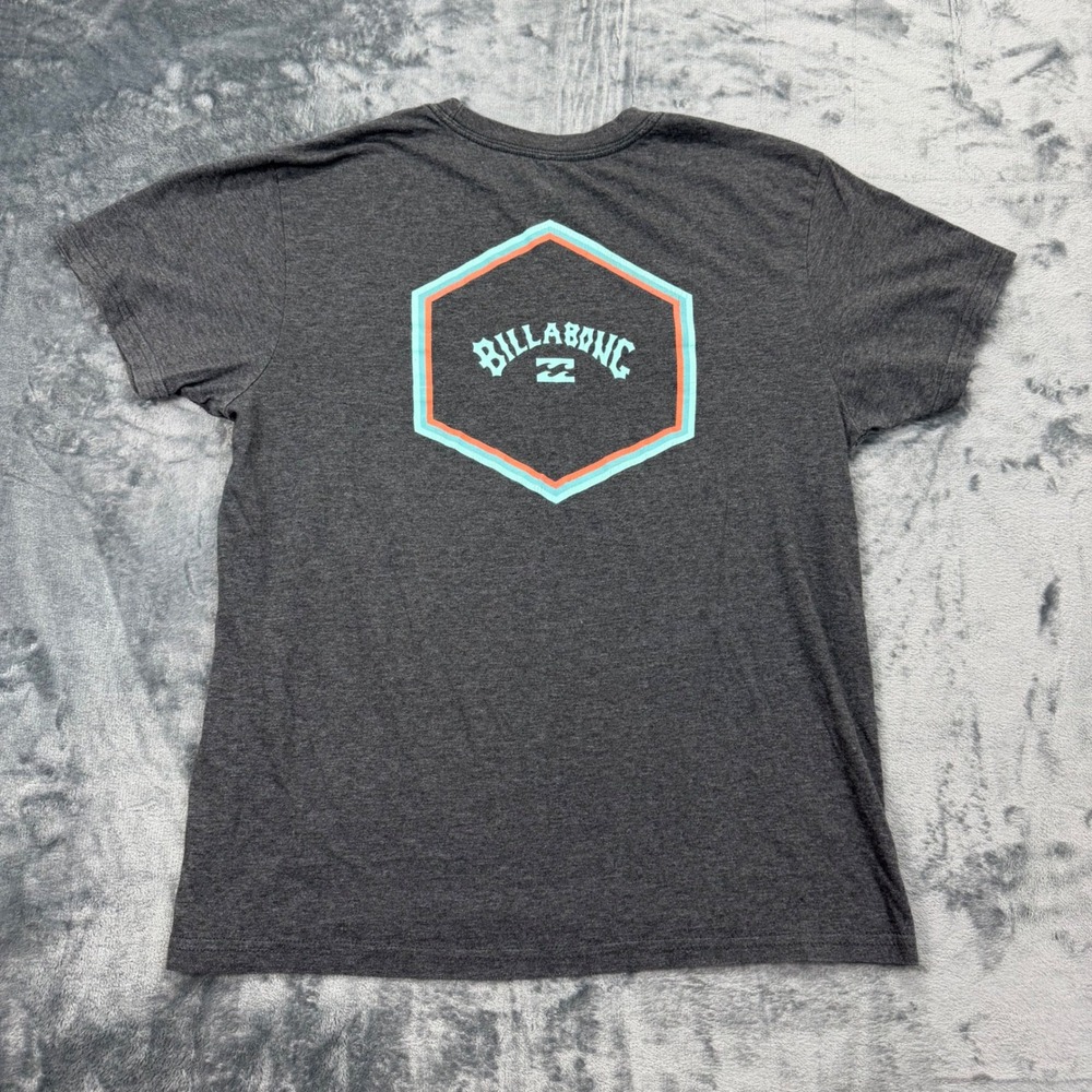 Billabong Mens Premium Graphic T-Shirt Charcoal Gray Heather Logo Tee Size M - Picture 5 of 5